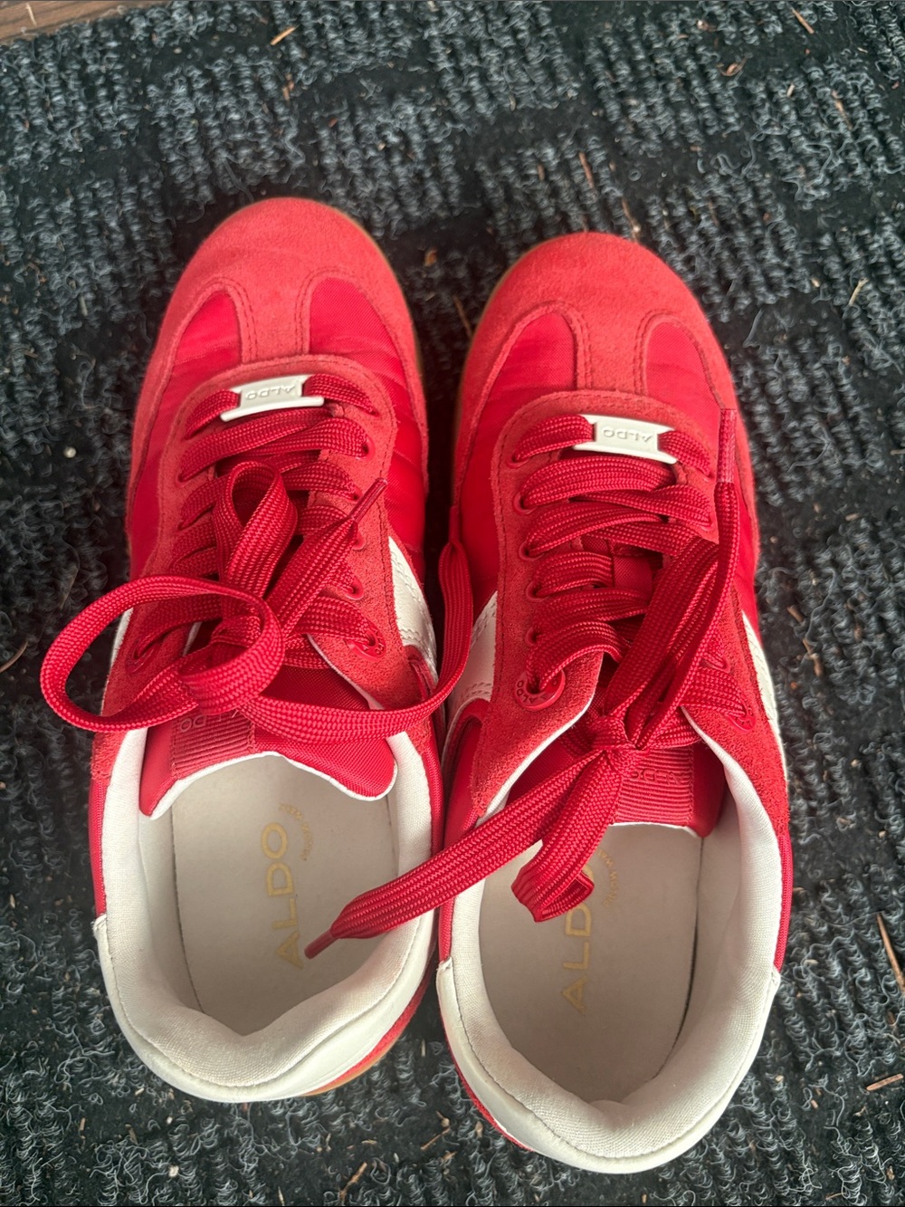 ALDO Red and White Women's Lace-Up Sneakers